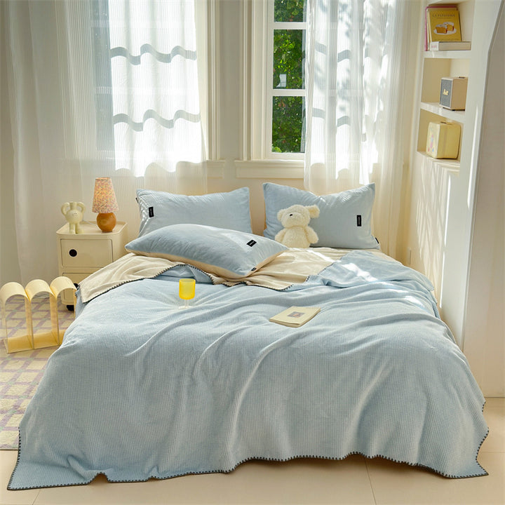 Luxury Waffle-Texture Plush Throw Blanket