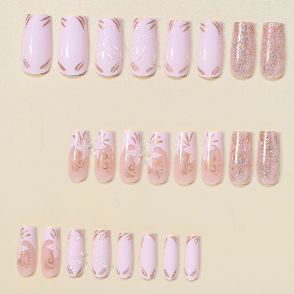 Decorative Long Press-On Nail Art Set Stornfield