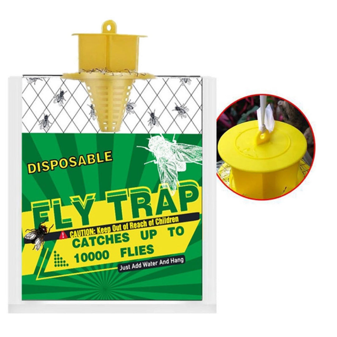 Disposable Hanging funnel fly trap with bait reservoir Stornfield