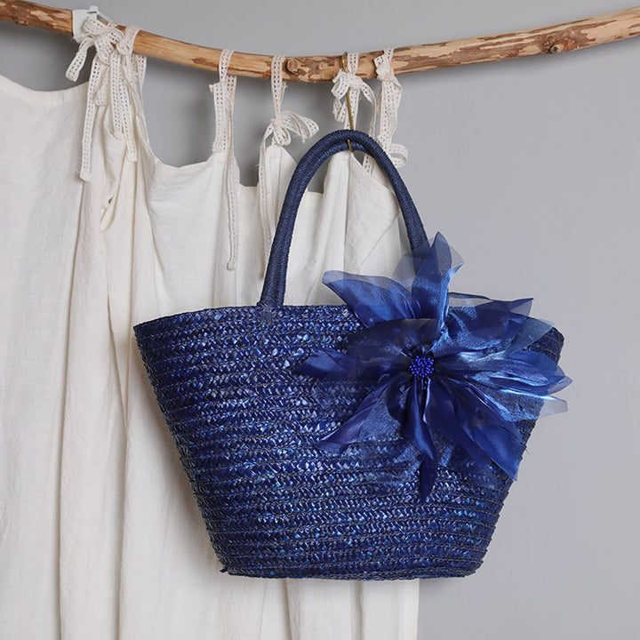 Stylish basket bag with eye-catching flower detail Stornfield