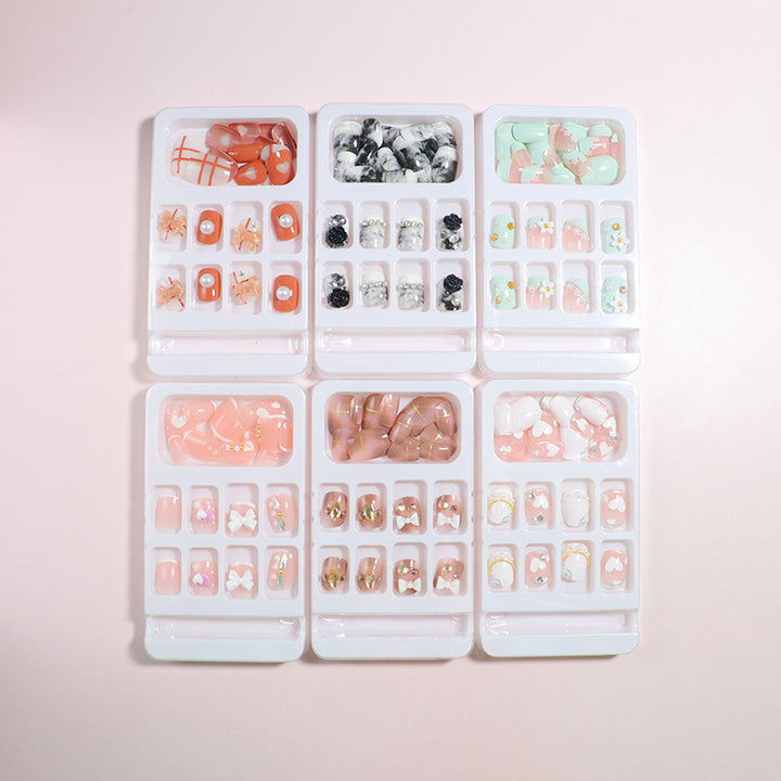 Decorative Press-On Nail Art Set with Bow Accents Stornfield