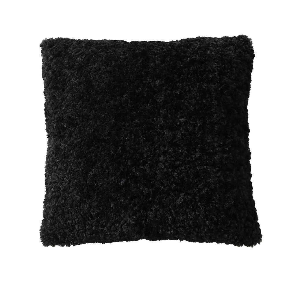 Cozy square decorative pillow with teddy bear fur cover