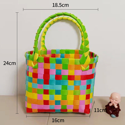 Handmade Basket Bag In Checked Design Stornfield