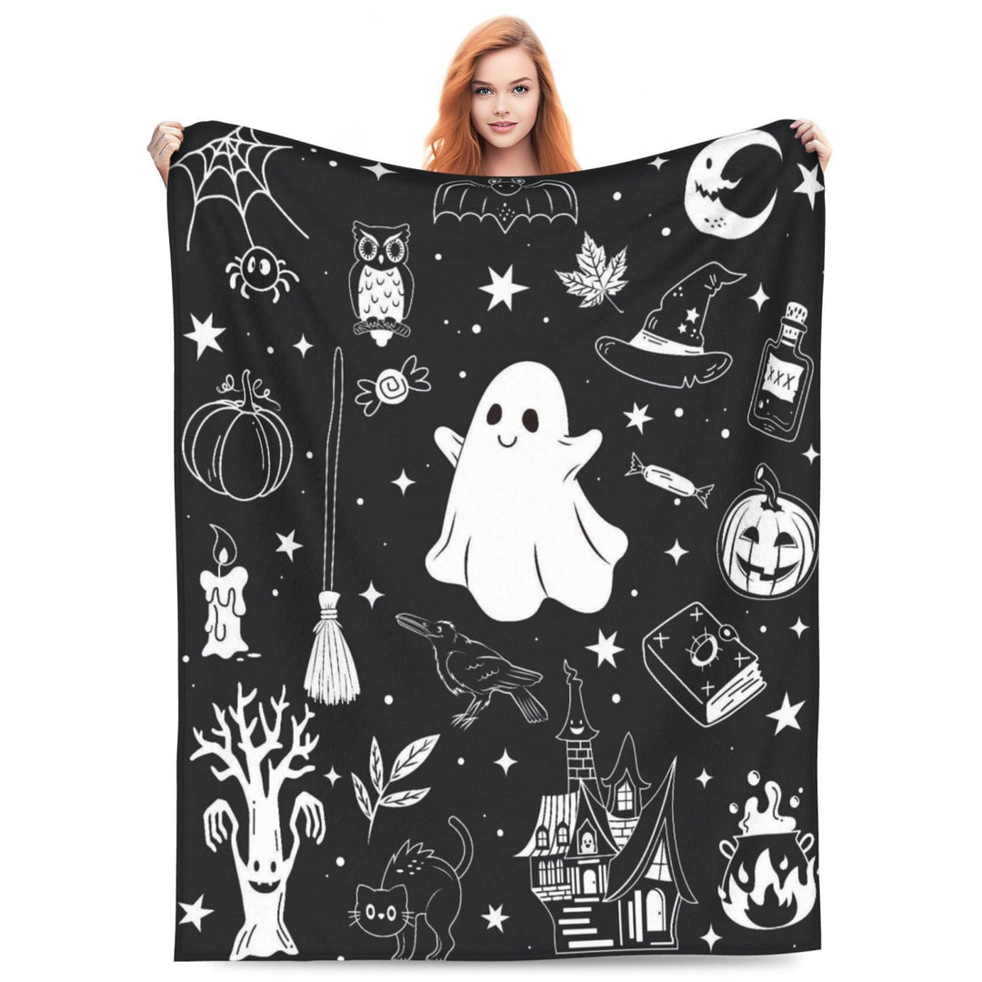 Halloween-Themed Cozy Fleece Blanket