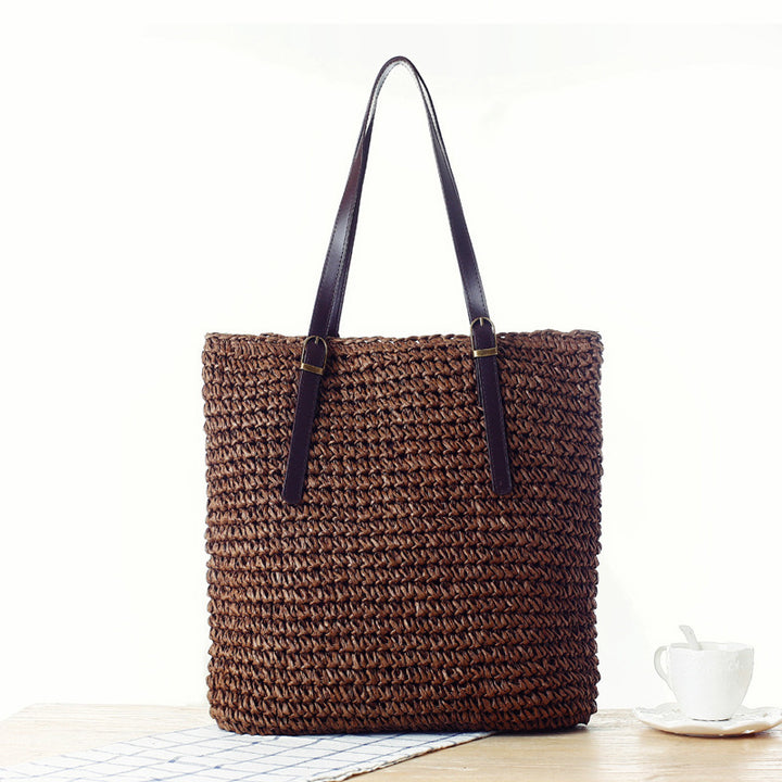 Braided Beach Bag with Sturdy Leather Handles Stornfield