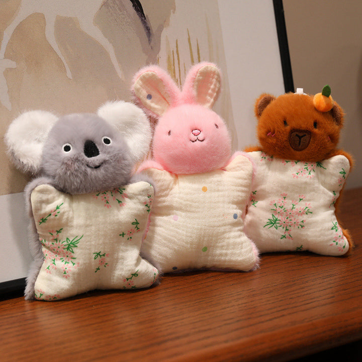Plush Bunny Muslin Comforter with Faux-Fur Head, Star-Shaped Cuddle Pillow & Hanging Loop Stornfield