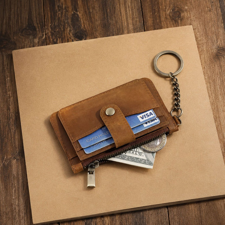 Compact Zippered Leather Cardholder