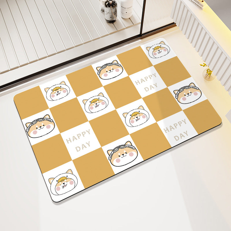 Cartoon Cat-Themed Bath Rug Stornfield