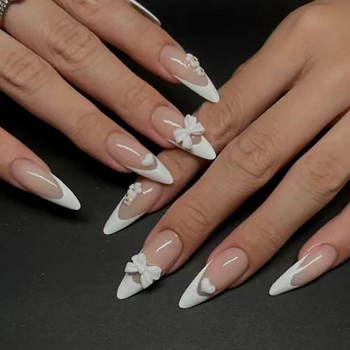 Elegant Stiletto Press-On Nails with Floral Accents Stornfield