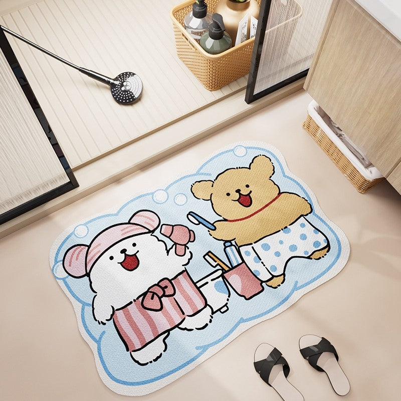 Cartoon-Themed Absorbent Bath Mat for Bathroom