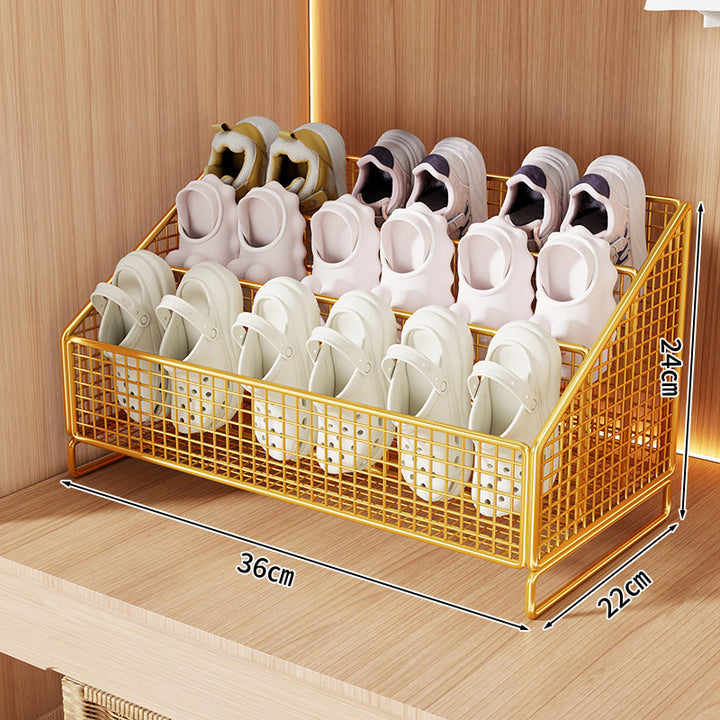 Angled Tiered Mesh Countertop Shoe and Slipper Organizer