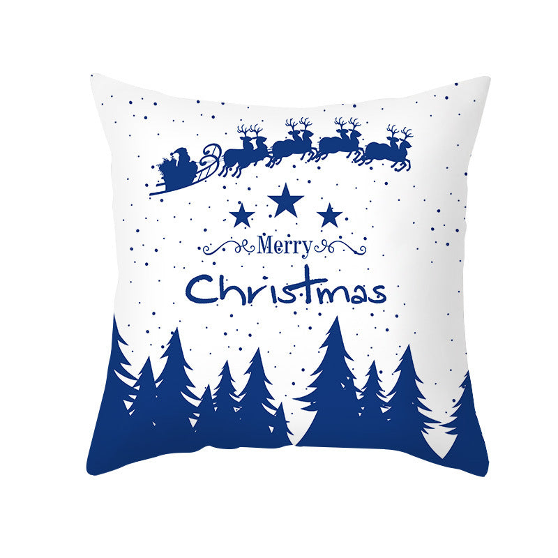 Festive Santa Silhouette Square Cushion Cover with Snowflake Border and Concealed Zipper