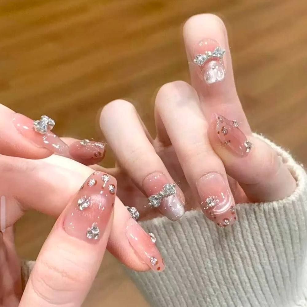 Decorative Rhinestone Bow Press-On Nail Set Stornfield