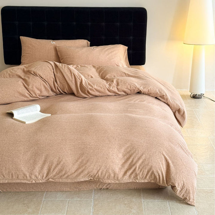 Linen-Blend Duvet Cover Set with Deep-Pocket Fitted Sheet