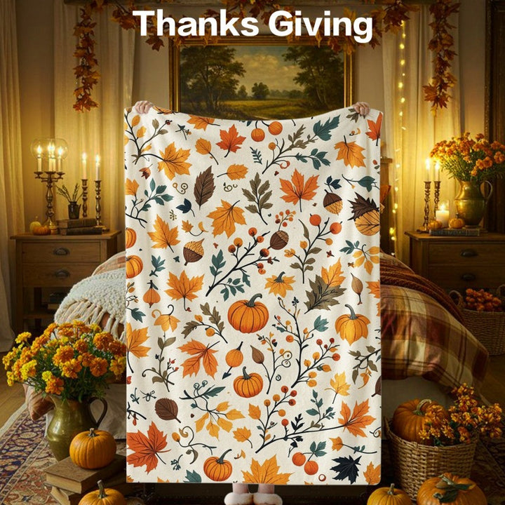 Thanksgiving-Themed Cozy Fleece Blanket