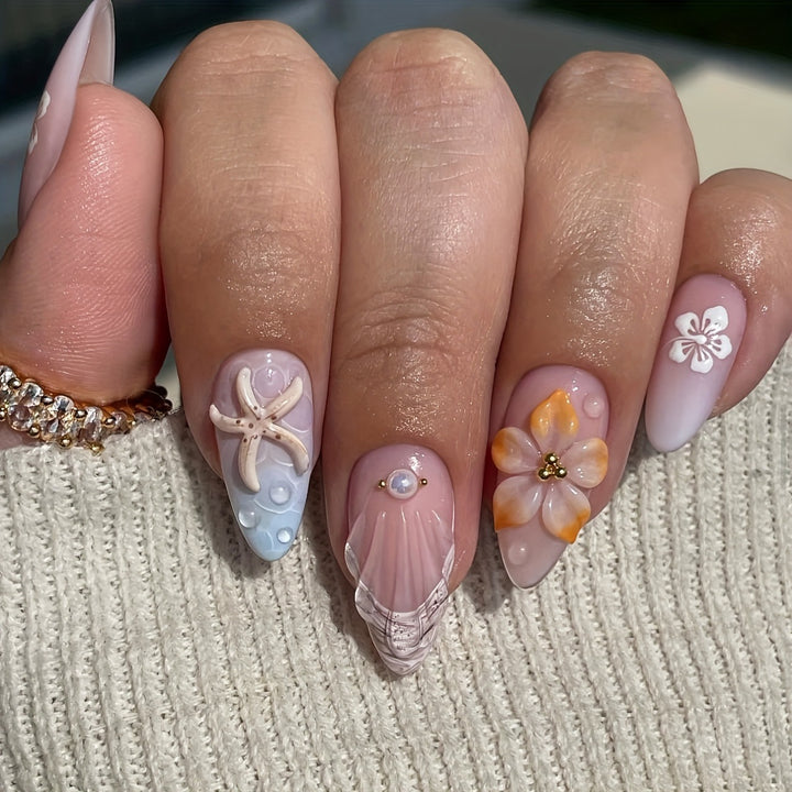 Artistic 3D Floral Press-On Nail Set Stornfield