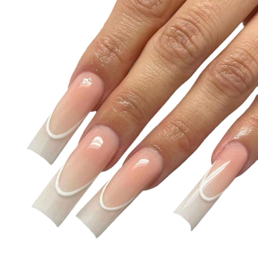 Elegant French Tip Long Nail Extensions Stornfield