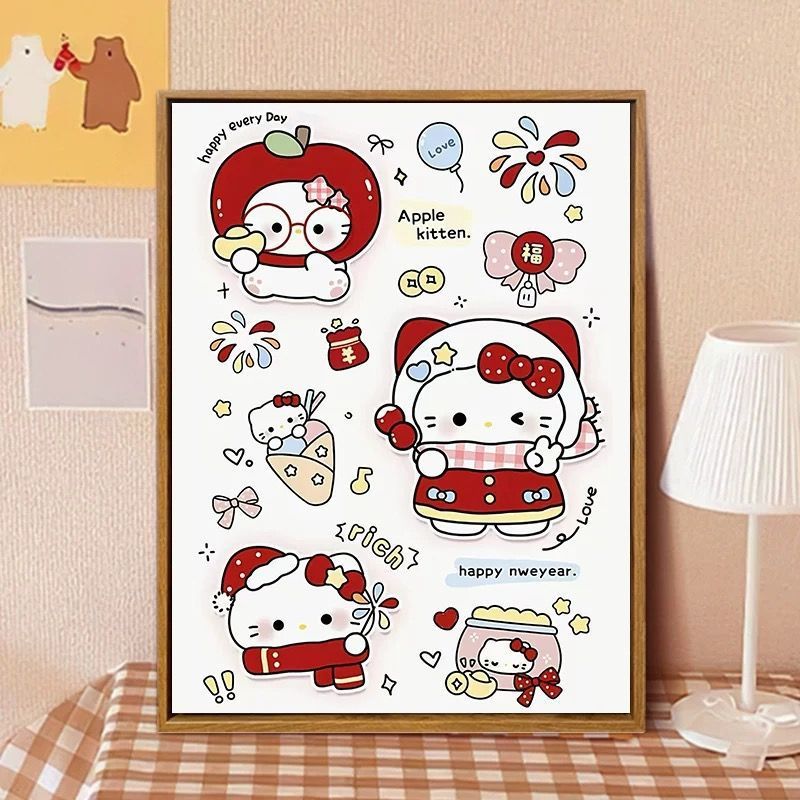 Hello Kitty-Inspired Cartoon Wall Art Print Stornfield