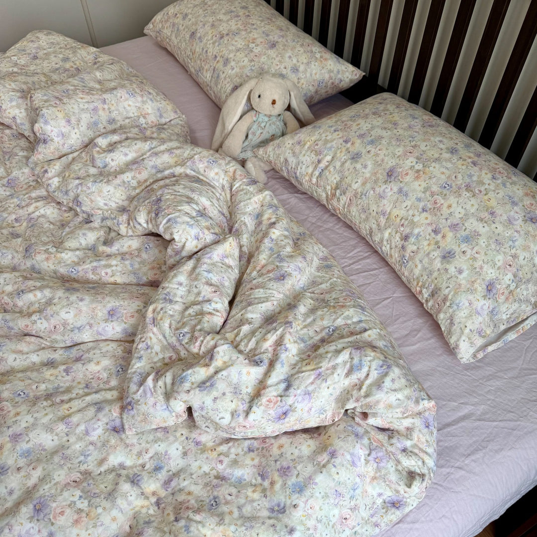 Floral Cotton Reversible Duvet and Sheet Nursery Bedding Set