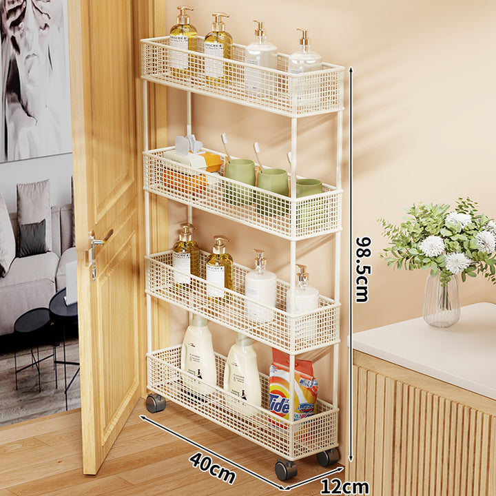 Slim Narrow Pull-Out Mesh Storage Organizer for Cabinet and Door Gap