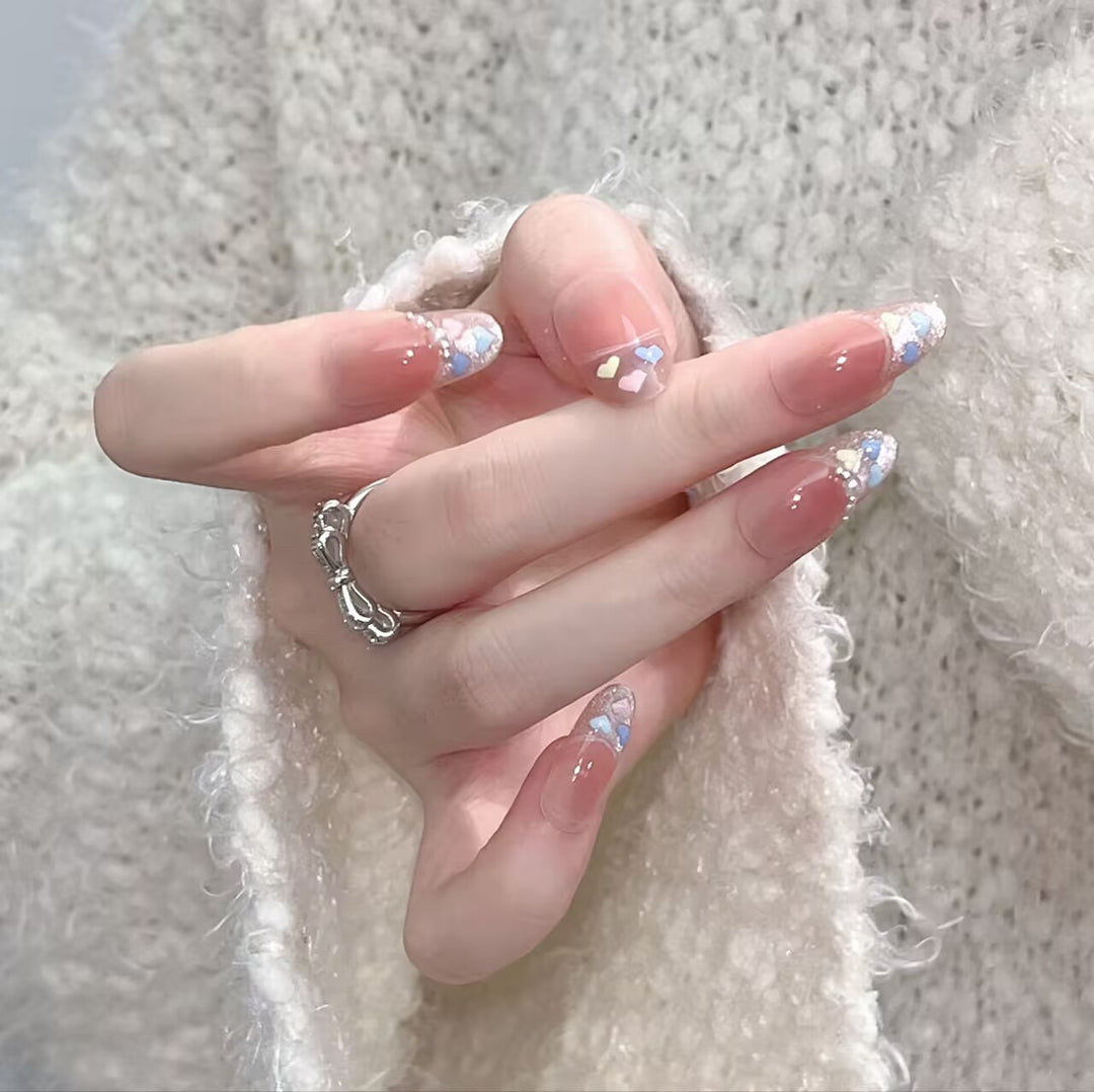 Artistic Floral French Tip Press-On Nail Set Stornfield