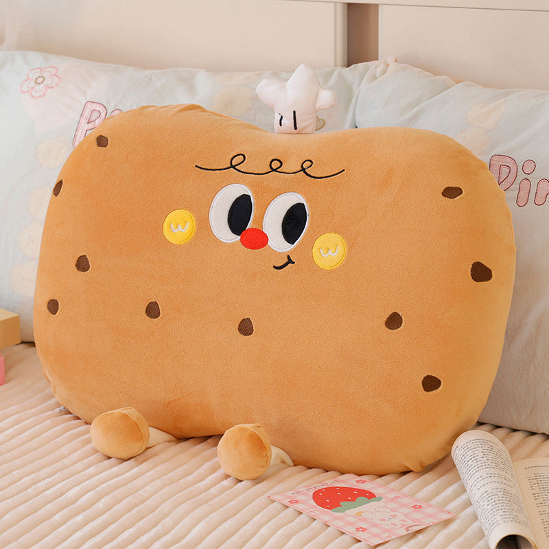 Plush pillow in cookie shape with cute face Stornfield