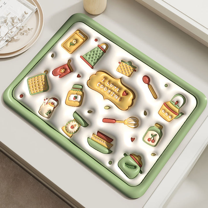 Decorative Soft Floral Patterned Kitchen Mat