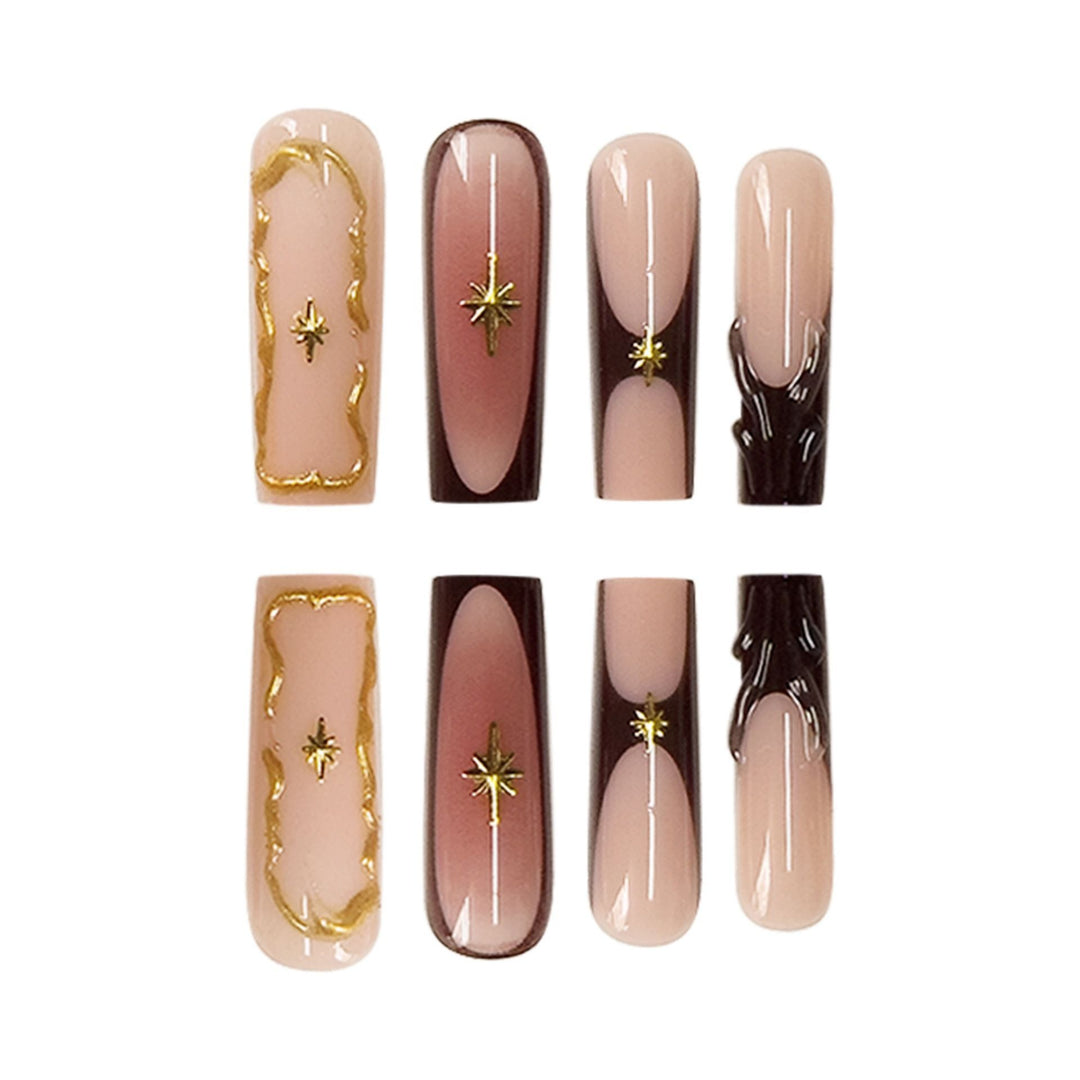Artistic Sculpted Press-On Nails with Gold Accents Stornfield