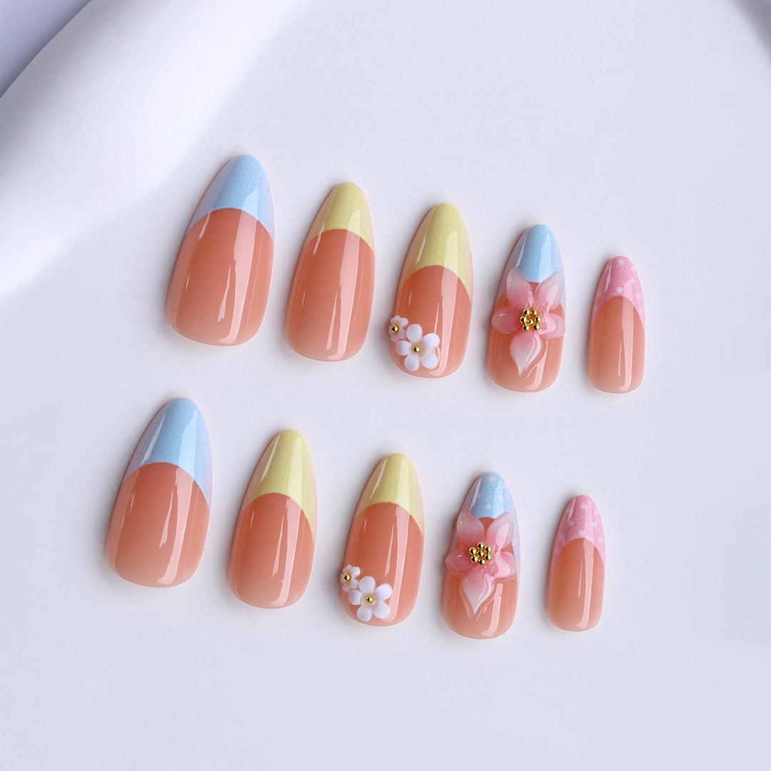 Elegant Artificial Nails with Floral Accents Stornfield