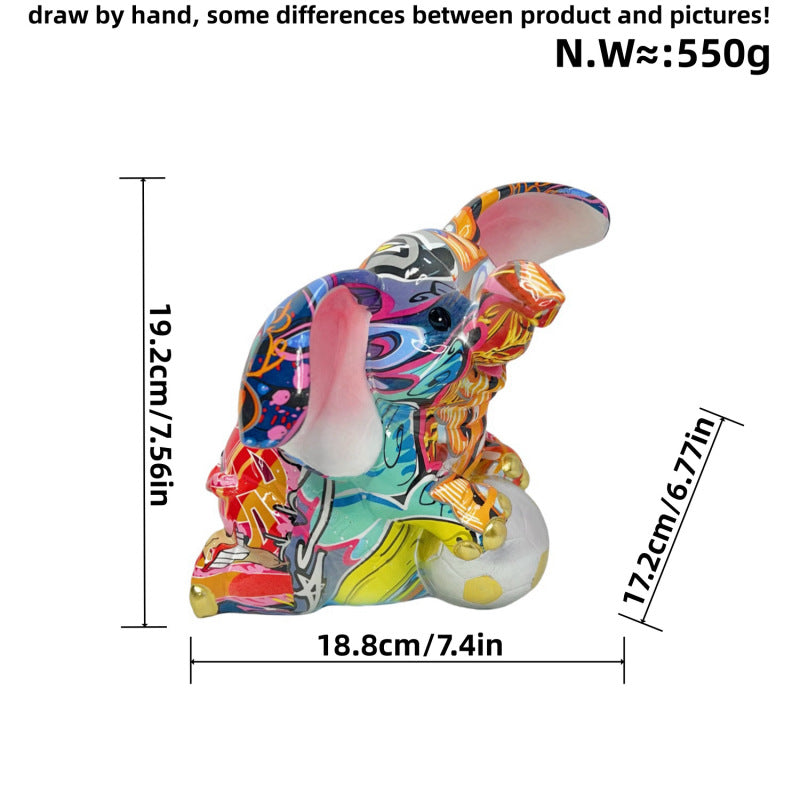 Artistic elephant figure with football motif Stornfield