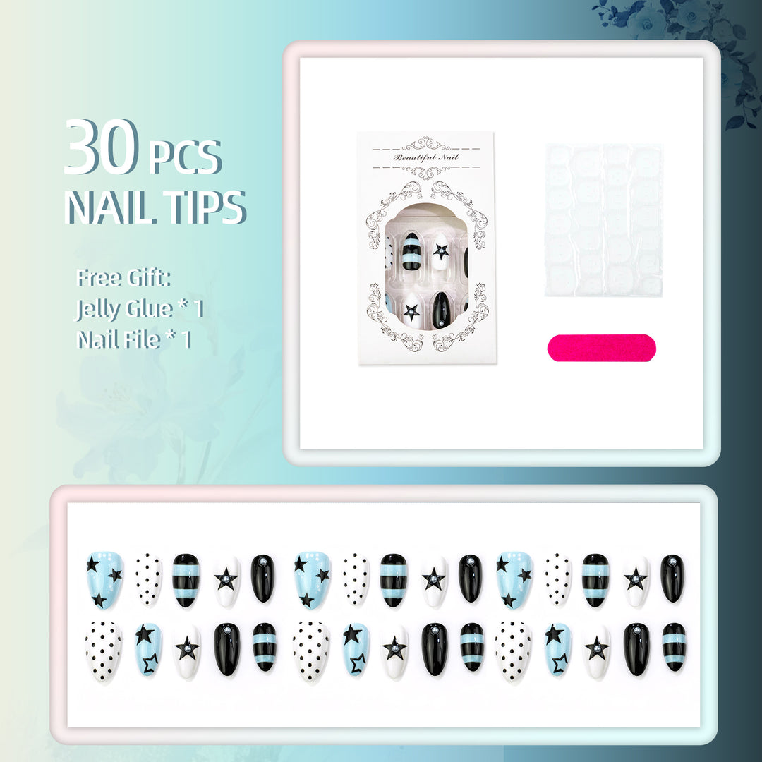 Starry Design Press-On Nail Art Set