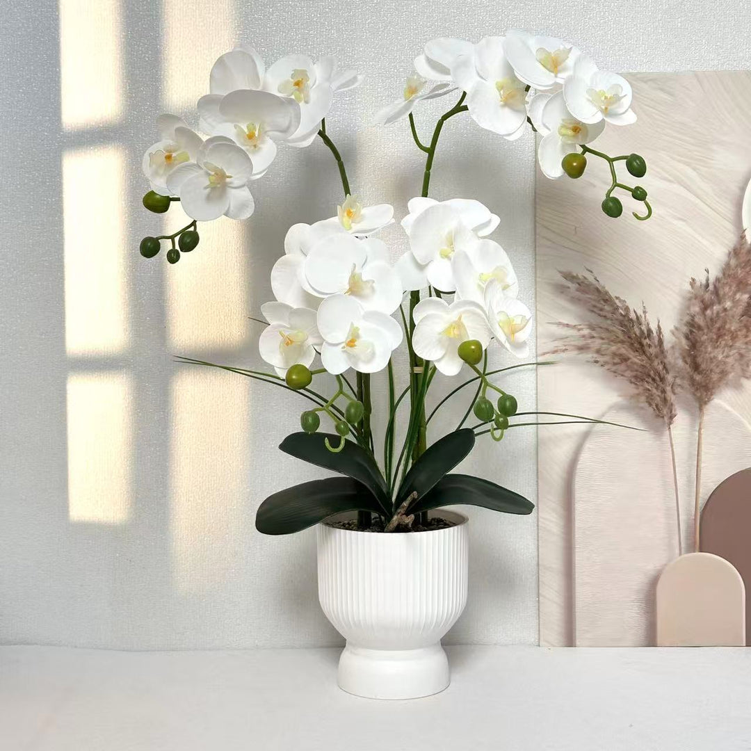 Elegant Faux Orchid Arrangement for Tabletop Home Decor