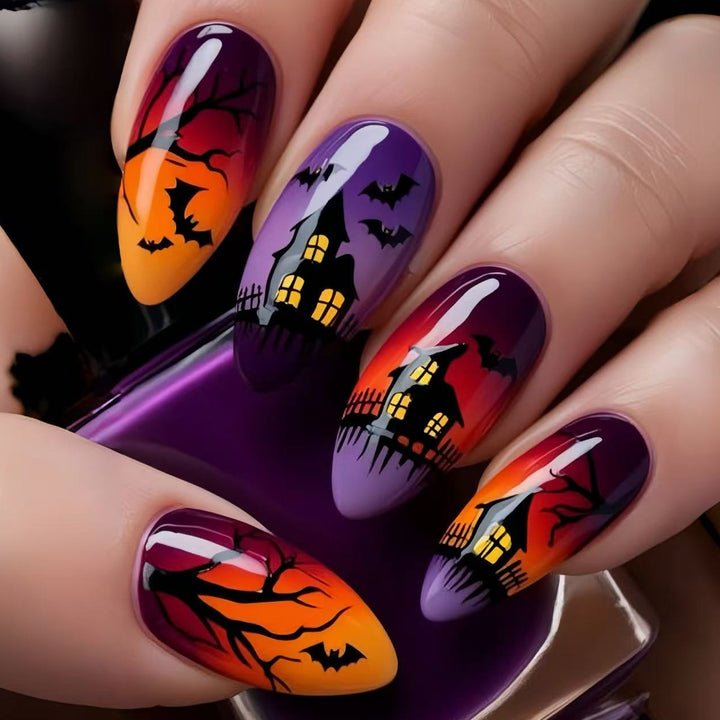 Haunted Night-Themed Nail Art Extensions Stornfield