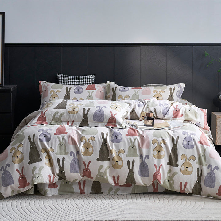 Luxury Cotton Sateen Geometric Duvet Cover Set with Pillowcases