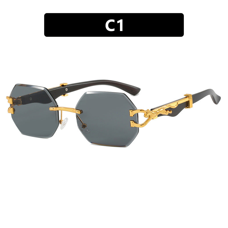 Women's fashionable sunglasses with extravagant octagonal design and golden accents Stornfield