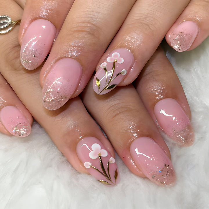 Artistic Floral Press-On Nail Set Stornfield