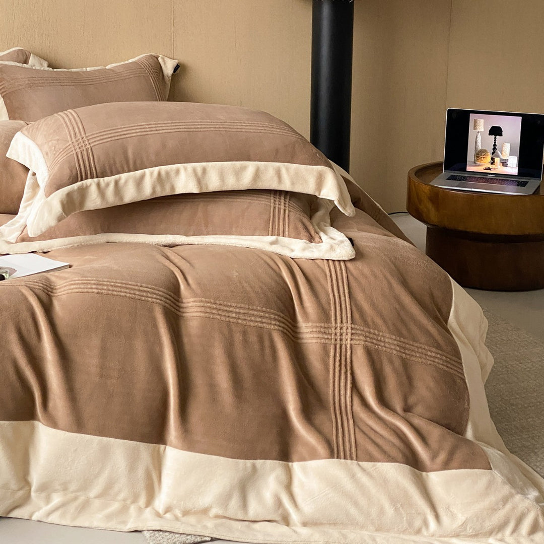 Linen-Blend Pintuck Duvet Cover Set with Matching Pillow Shams