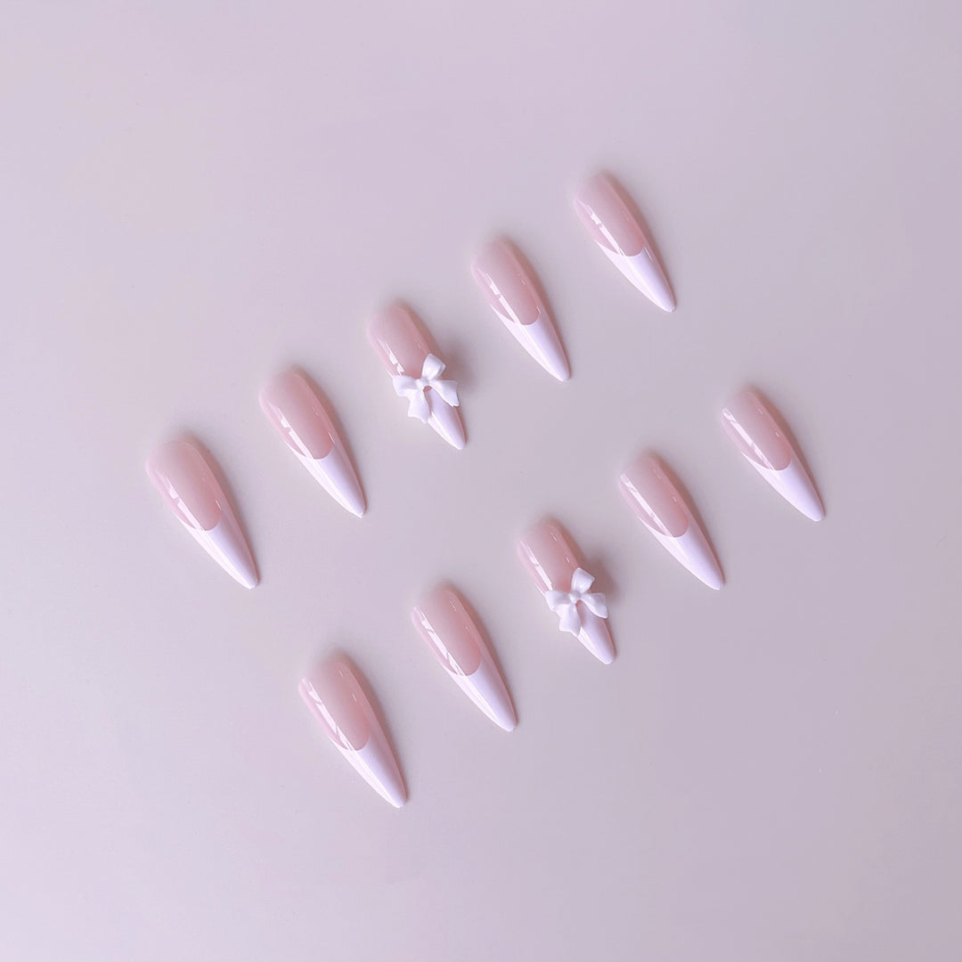 Acrylic nail set with elegant tips and 3D decorations Stornfield