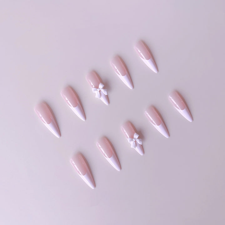 Acrylic nail set with elegant tips and 3D decorations Stornfield