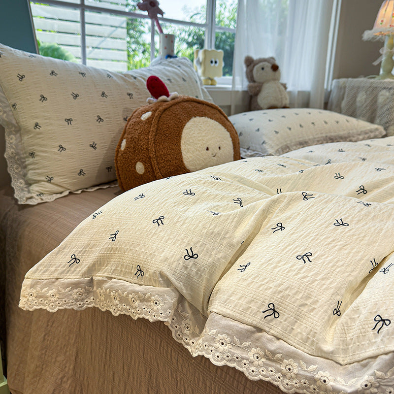 Floral Embroidered Quilted Bedspread