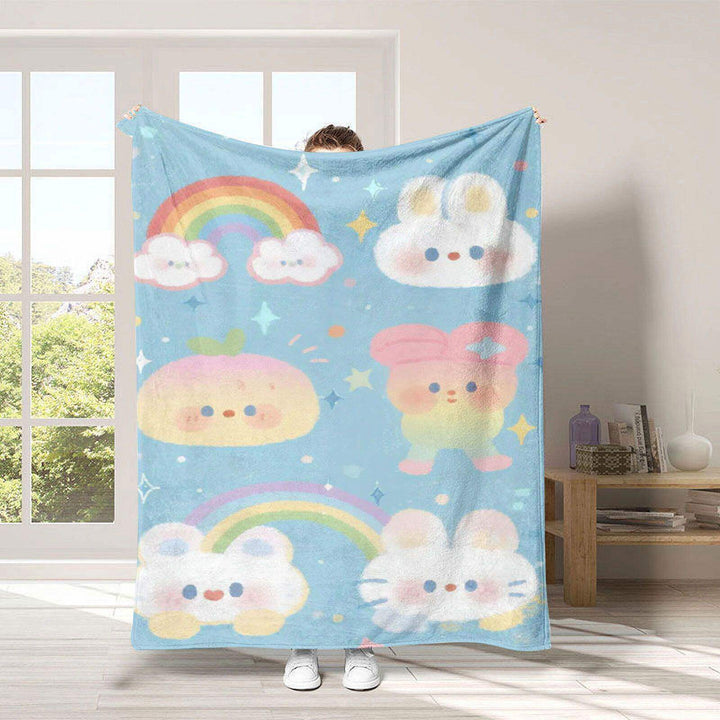 Cozy Rainbow-Themed Fleece Throw Blanket