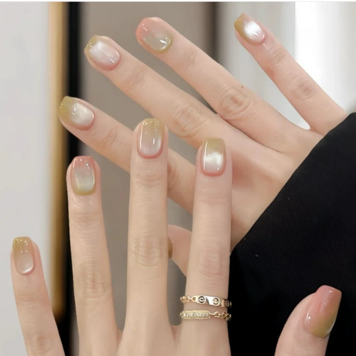 Elegant Press-On Nail Set with Heart and Bow Designs Stornfield