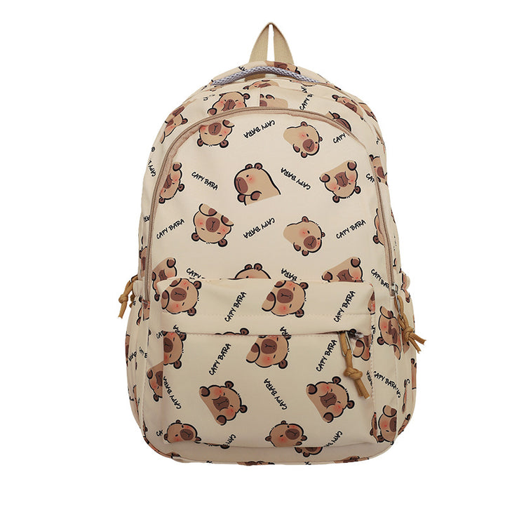 Backpack with Child-Friendly Capybara Design and Practical Compartments Stornfield