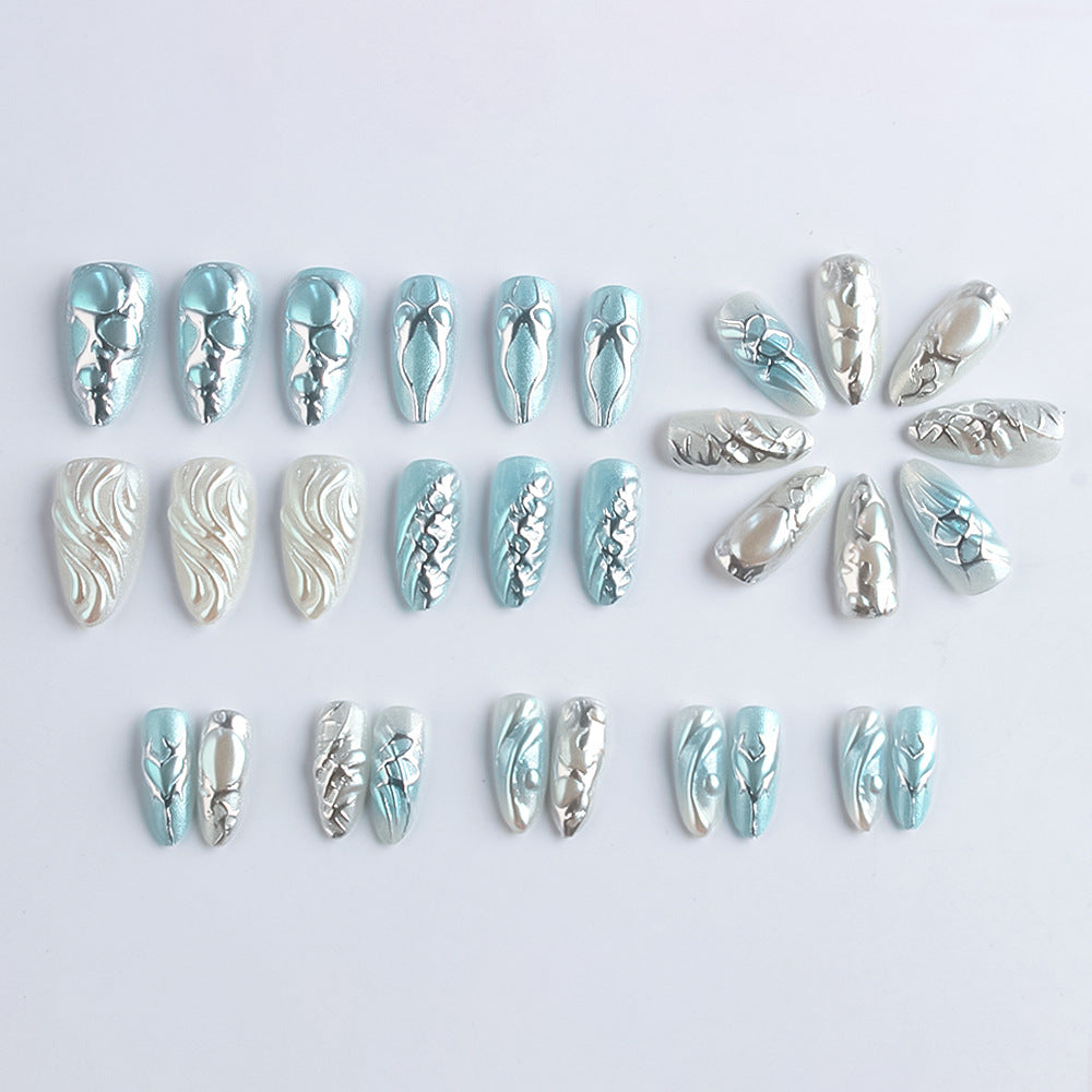 Artistic Metallic Press-On Nail Set Stornfield