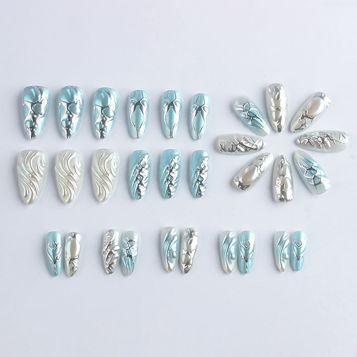Artistic Metallic Press-On Nail Set Stornfield