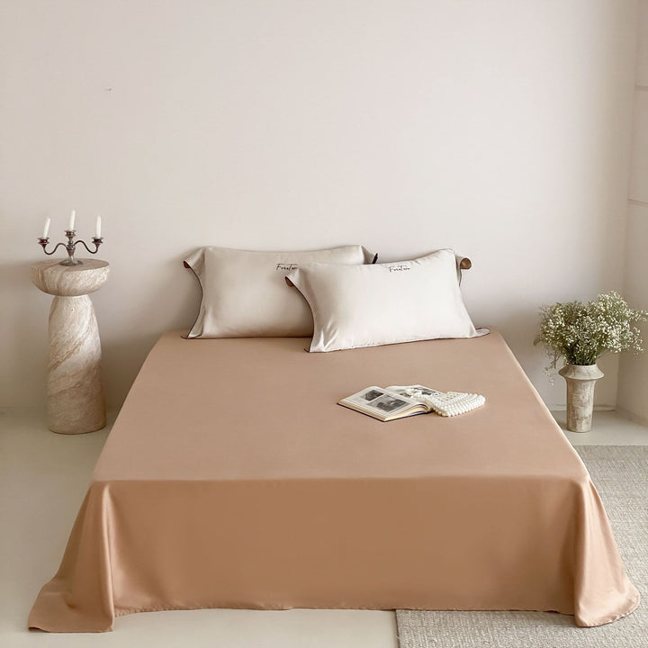 Luxurious cotton satin bedding set with embroidery and contrast piping