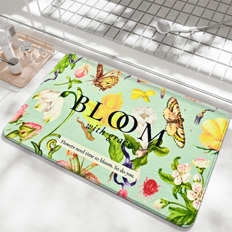 Floral-Decorative Bathroom Mat Stornfield