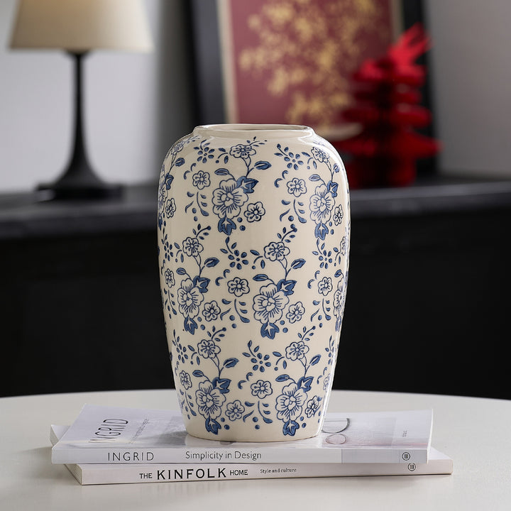 Decorative ceramic vase with floral pattern Stornfield