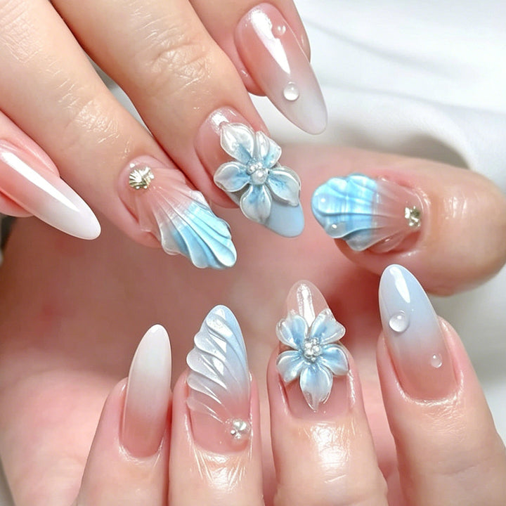 Floral Sculpted Acrylic Nail Art Extensions Stornfield