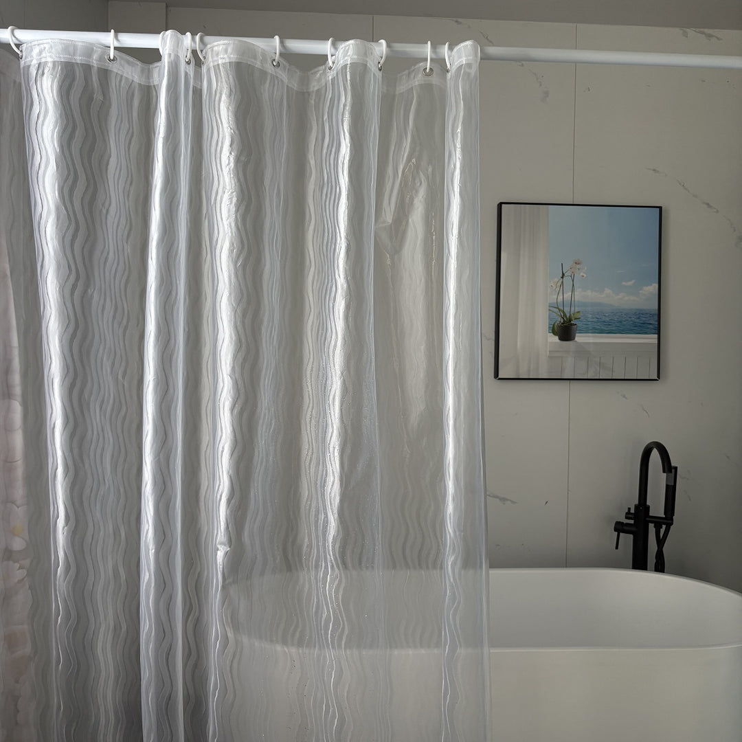 Textured Wave Pattern Shower Curtain Stornfield